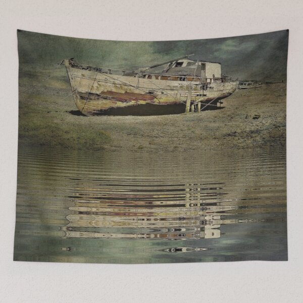 Item preview, Shipwrecked dystopia reflective design designed and sold by TrippyEarth.