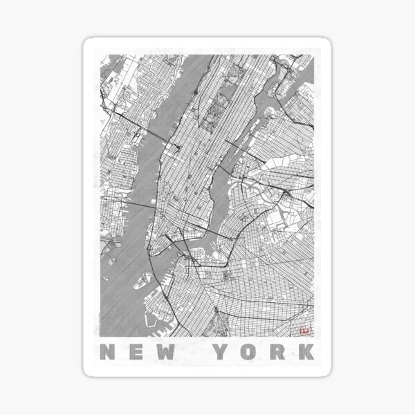 New York Map Line Sticker