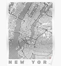New York Map Line Poster