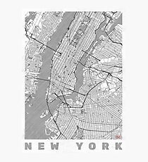 New York Kartenlinie Fotodruck