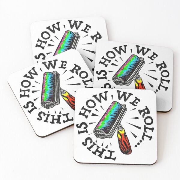 Item preview, This Is How We Roll - original linocut print and design with coloerd pencil designed and sold by PixelPalmer.