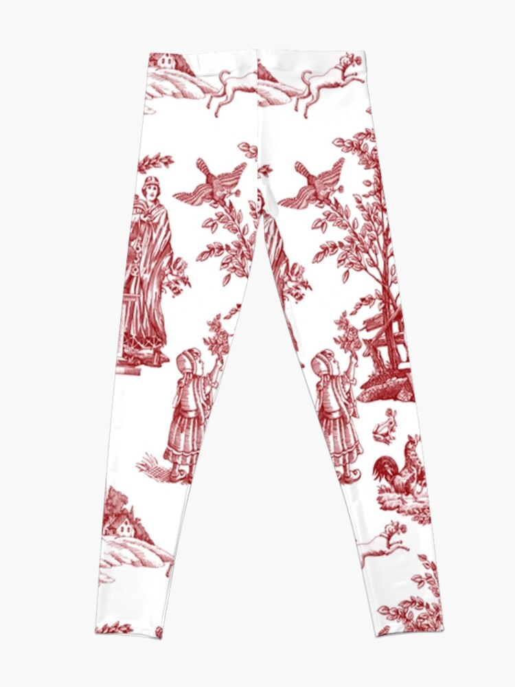 Alternate view of Red Toile Pattern Design Leggings