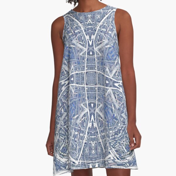 Piazza della Signoria Deconstructed in Blue A-Line Dress