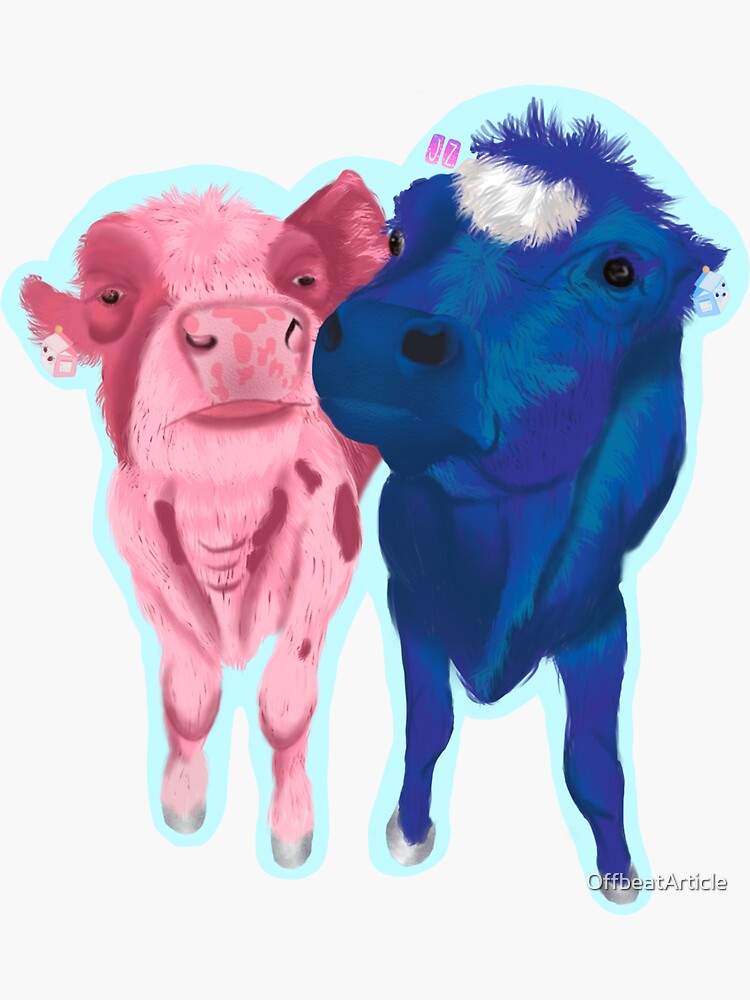 "Strawberry and Blueberry Cows" Sticker for Sale by OffbeatArticle Redbubble
