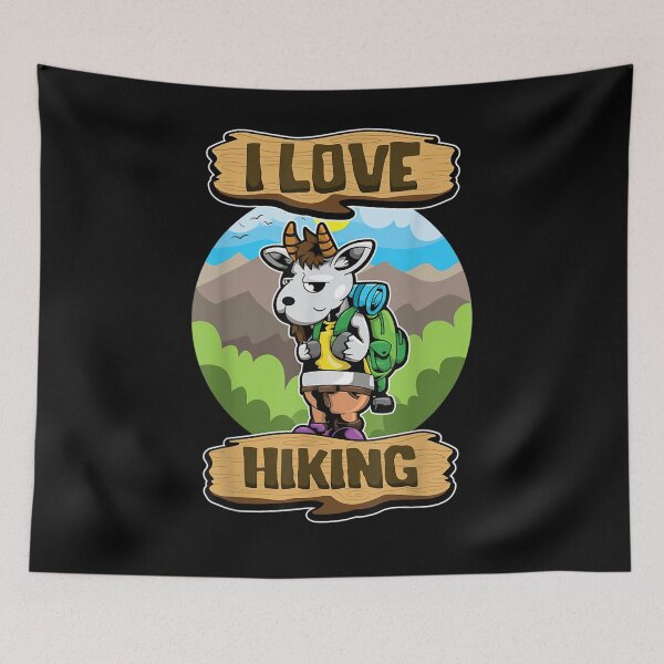 Item preview, I Love Hiking Hiker Animals Cute Wanderer Goat  designed and sold by manidala.