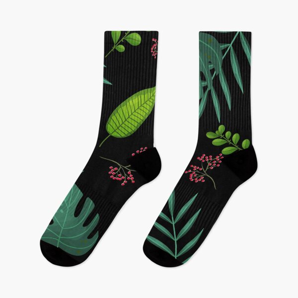 Item preview,  Tropical Plants, Flowers and Leaves Pattern Black Background designed and sold by RomeoSketches.