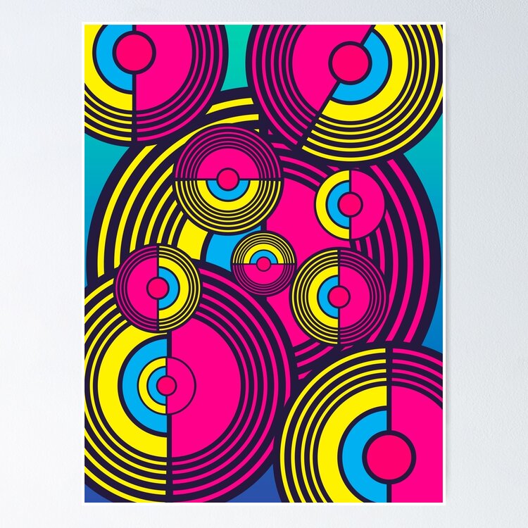 Memphis Circle Graphic Retro 80S Abstract Pop Art 