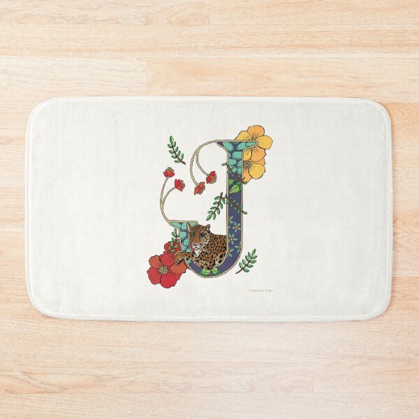 Item preview, J is for Jaguar, art nouveau style animal alphabet letter, plain background designed and sold by Naty Design Prague.