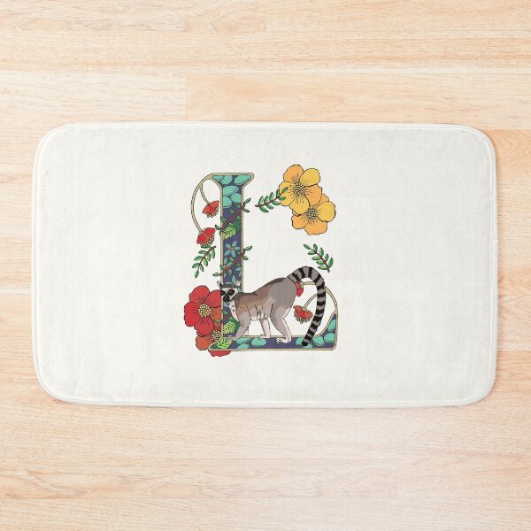 Item preview, L is for Lemur, art nouveau style animal alphabet letter, plain background designed and sold by Naty Design Prague.