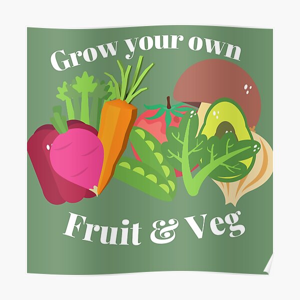 Grow Your Own Fruit And Veg Poster For Sale By Malroc313 Redbubble