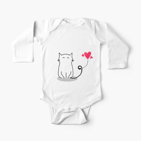 Kitty Cat Tail heart Long Sleeve Baby One-Piece