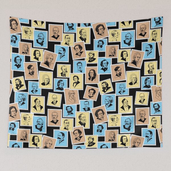 Item preview, Great composers (stamps in black, light yellow, red ochre and blue) designed and sold by Irina Ivanova.