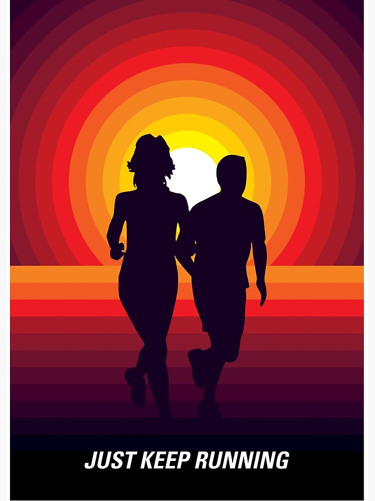 Wall Mural Running girl at sunset silhouette 