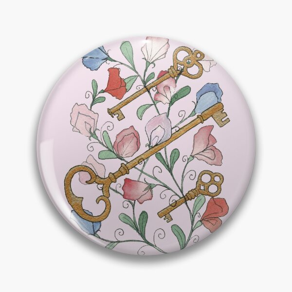 Item preview, Antique Skeleton Keys and Sweet Peas Watercolor Illustration designed and sold by Danica Templeton.