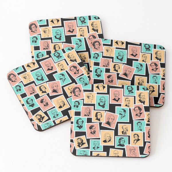 Item preview, Great composers (stamps in black, teal, cooper and light orange) designed and sold by Irina Ivanova.