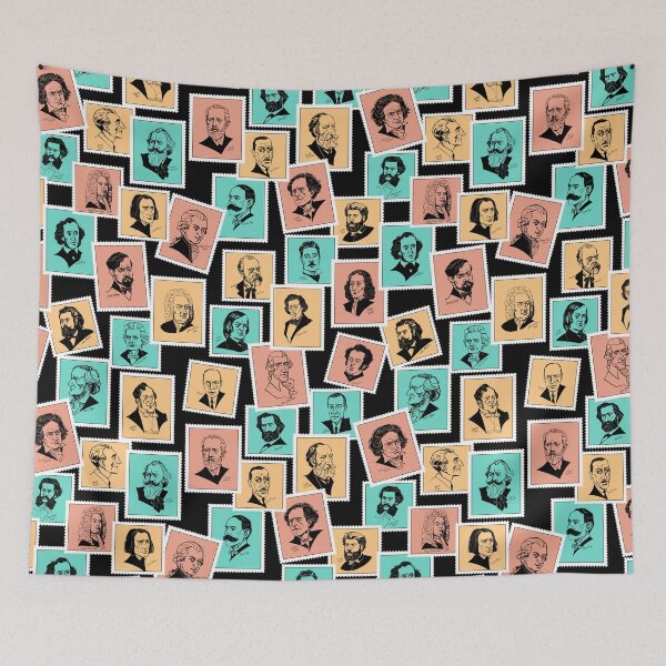 Item preview, Great composers (stamps in black, teal, cooper and light orange) designed and sold by Irina Ivanova.