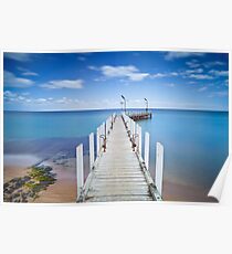 Safety Beach Pier on a beautiful blue sky day on the Mornington Peninsula Poster