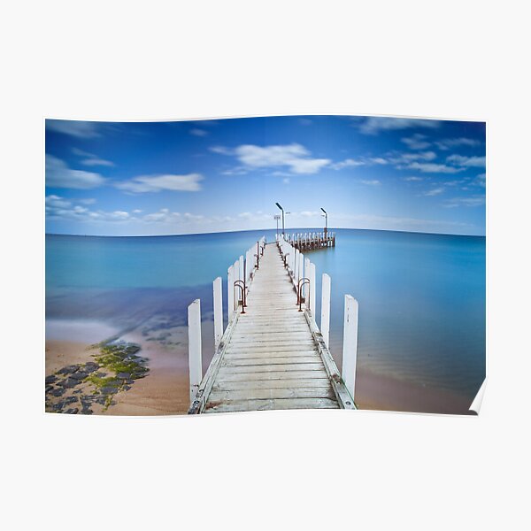 Safety Beach Pier on a beautiful blue sky day on the Mornington Peninsula Poster