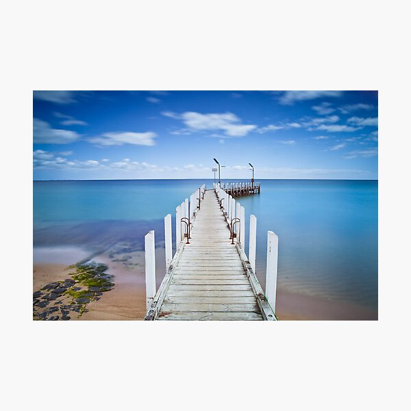 Safety Beach Pier on a beautiful blue sky day on the Mornington Peninsula Photographic Print