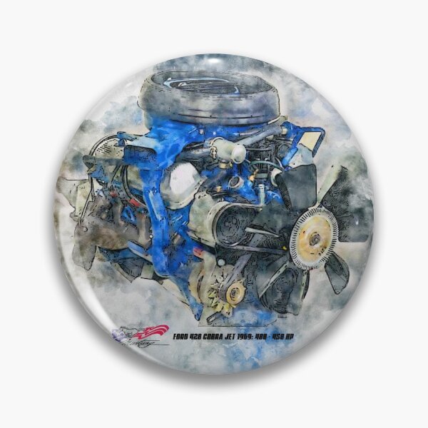 Item preview, Ford Mustang 428 Cobra Jet Engine Watercolor sketching wall art home decor designed and sold by scribblelife.