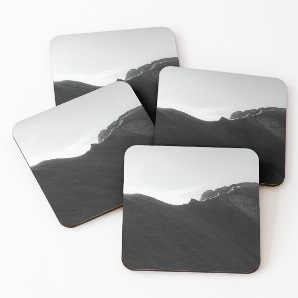 Item preview, Black and white minimalist mountain range sunrise – Landscape Photography designed and sold by regnumsaturni.