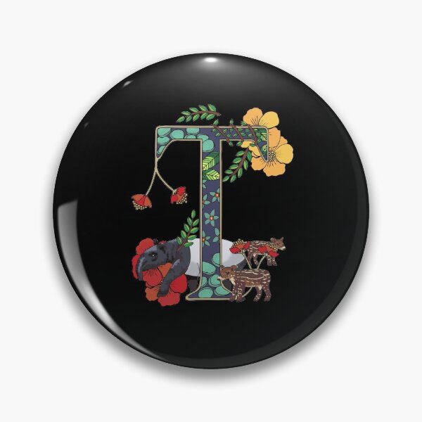 Item preview, T is for Tapir, art nouveau style animal alphabet letter, plain background designed and sold by Naty Design Prague.
