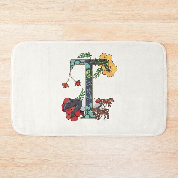 Item preview, T is for Tapir, art nouveau style animal alphabet letter, plain background designed and sold by Naty Design Prague.