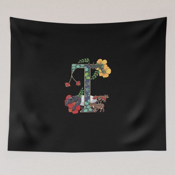 Item preview, T is for Tapir, art nouveau style animal alphabet letter, plain background designed and sold by Naty Design Prague.