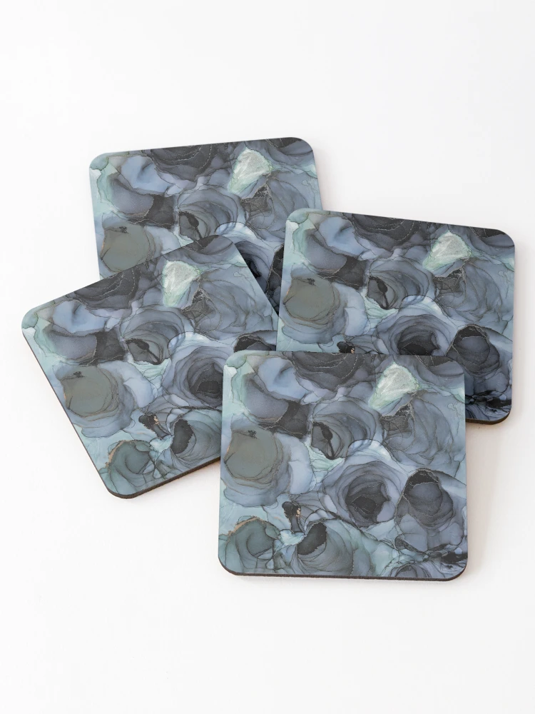 Thumbnail 1 of 5, Coasters (Set of 4), Abstract Blue Roses designed and sold by MyAbstractInk.