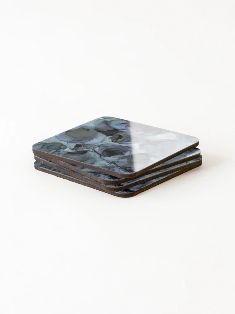 Thumbnail 4 of 5, Coasters (Set of 4), Abstract Blue Roses designed and sold by MyAbstractInk.