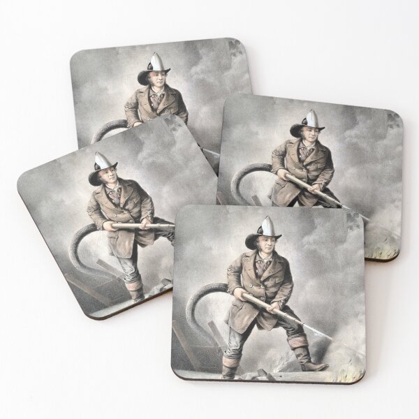 Item preview, Fireman putting out flames vintage art designed and sold by epicsaying.