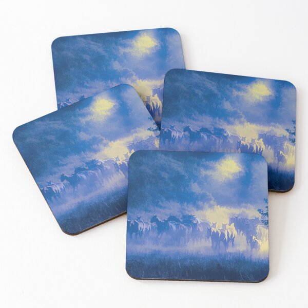 Item preview, Moonlight Cowboy Galloping Horses Stampede designed and sold by BerryvineImage.