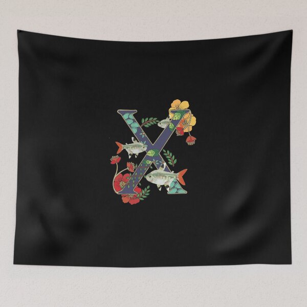 Item preview, X is for x-ray tetra, art nouveau style animal alphabet letter, plain background designed and sold by Naty Design Prague.