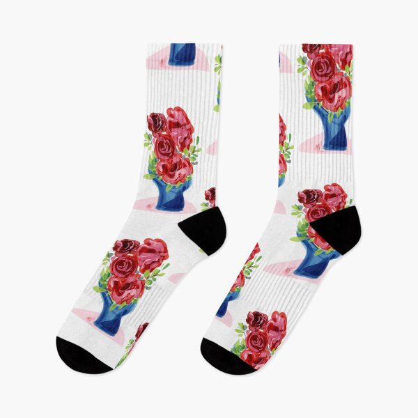 Item preview, Red Roses Blue Vase Floral Illustration designed and sold by Michelebuttons.