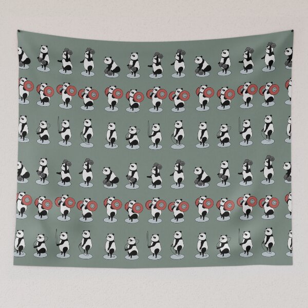 Item preview, panda bear doing crossfit with dumbbell, barbell and jumprope designed and sold by TrueType.