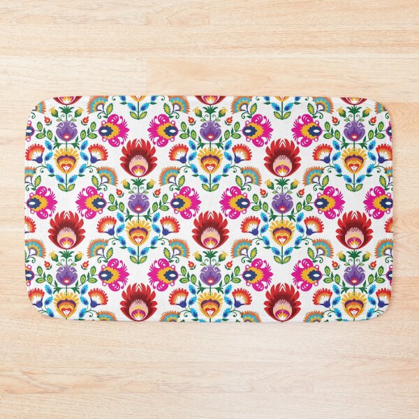 Item preview, Folk diamond with pink flower on white designed and sold by FK-UK.