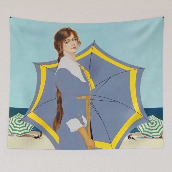 Item preview, C Coles Phillips “Beach Umbrella” Fadeaway Girl designed and sold by PatricianneK.
