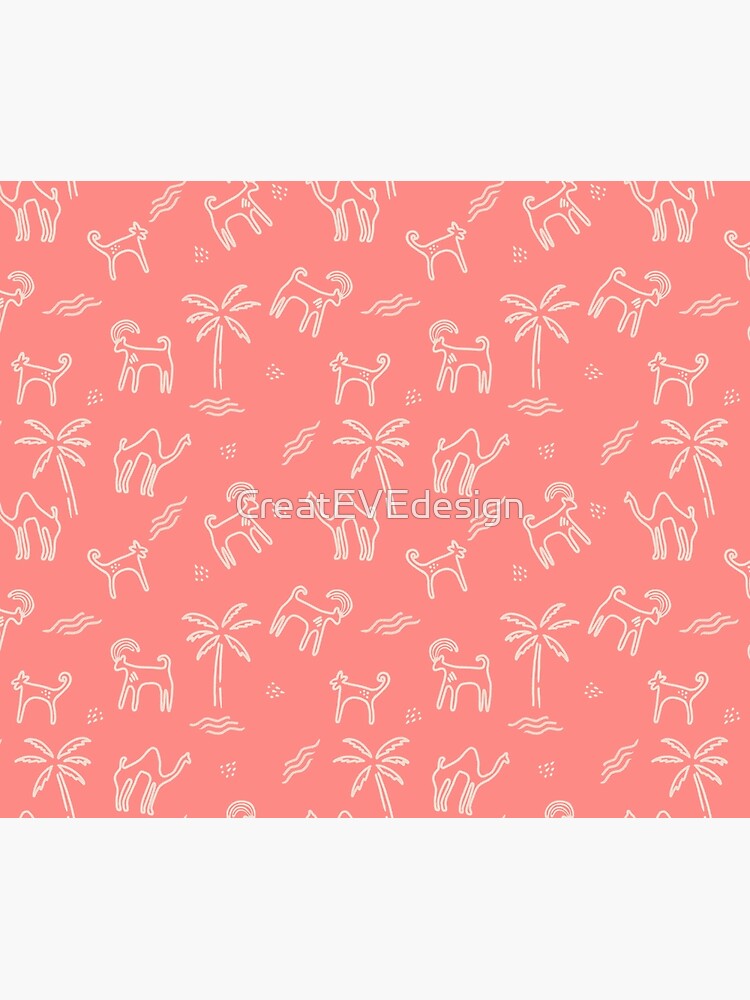Thumbnail 6 of 6, Throw Blanket, Rock Art Camels, and Arabian Wildlife in Red Sea Aqua designed and sold by CreatEVEdesign.