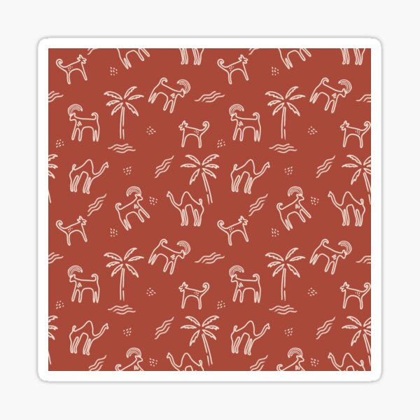 Rock Art Camels, and Arabian Wildlife in burnt umber Sticker