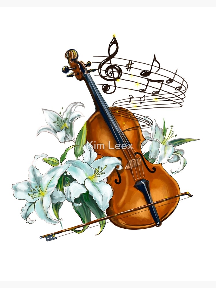 Floral Violin-Cello for white