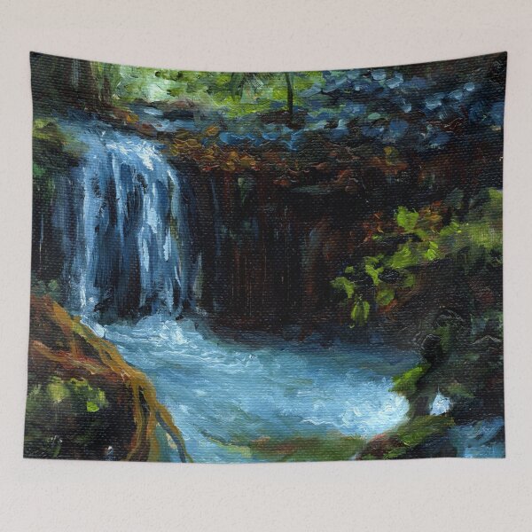 Item preview, Rich Jungle Waterfall | Original Oil Impressionism designed and sold by Andrew Gaia.