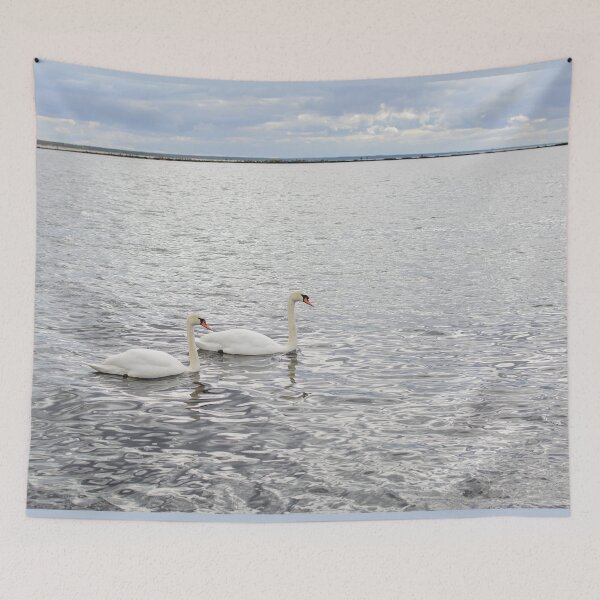 Item preview, Romantic couple of swans on the Baltic sea designed and sold by lena-maximova.