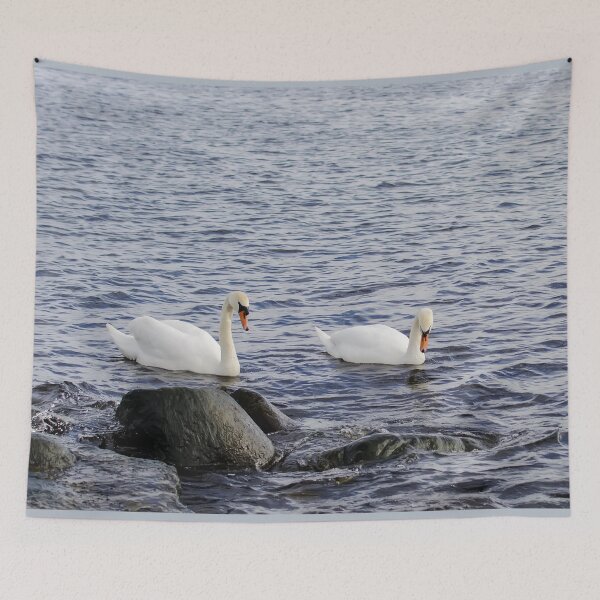 Item preview, Romantic couple of swans on the Baltic sea designed and sold by lena-maximova.