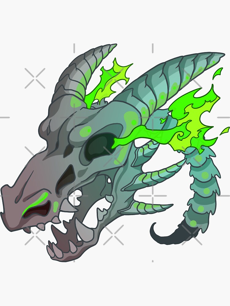Thumbnail 3 of 3, Sticker, Burning dragon skull designed and sold by LeundraArt.
