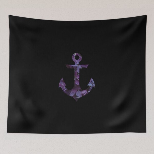 Item preview, Dark Violet Floral Bouquet Nautical Anchor designed and sold by Passion-For-Sea.