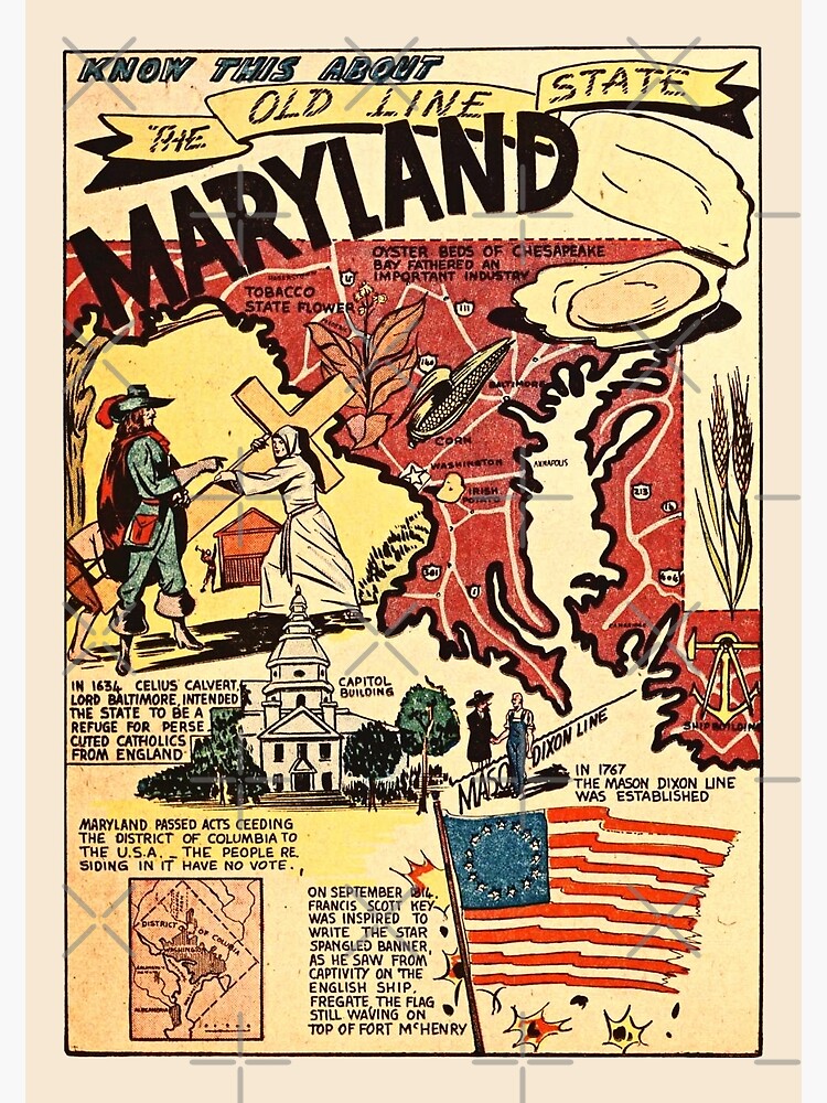 Disover Maryland Vintage Poster Premium Matte Vertical Poster