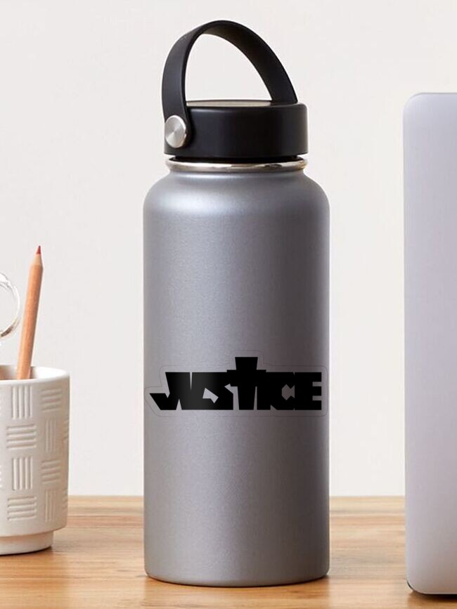 Justice black metal star/logo Water Bottle