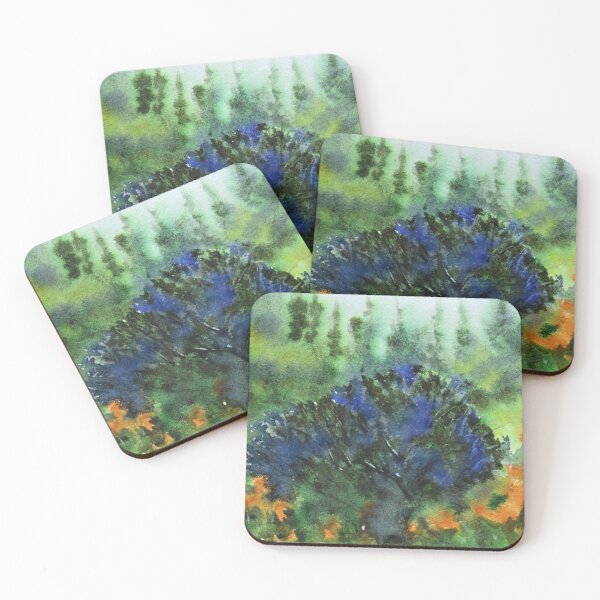 Item preview, Blue Bush with Golden Poppies designed and sold by vikingsbooksetc.
