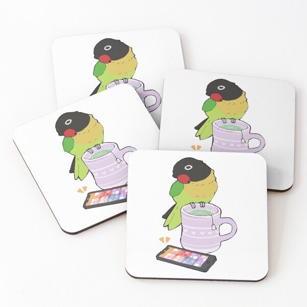 Item preview, Cute Yellow Collared Lovebird Tea Time designed and sold by Alice Cheng.