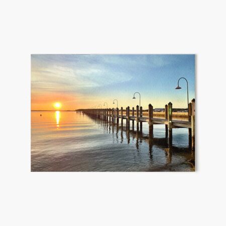 Rehoboth Beach Dock with Sunset Art Board Print